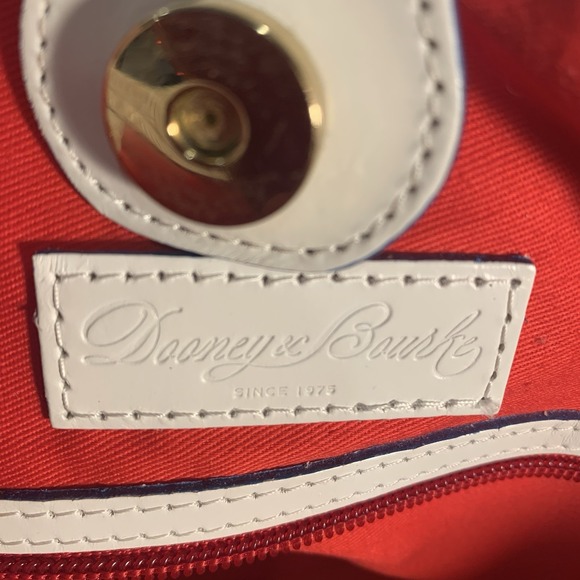 Dooney & Bourke Blue Floral Coated Canvas Tote Shoulder Bag White Trim - Picture 8 of 14